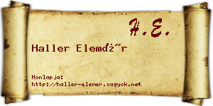 Haller Elemér névjegykártya