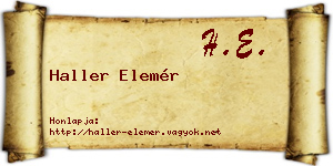 Haller Elemér névjegykártya
